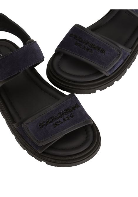 Mocassini In Crosta Blu Con Logo DG DOLCE & GABBANA KIDS | DA5268-A12508H669